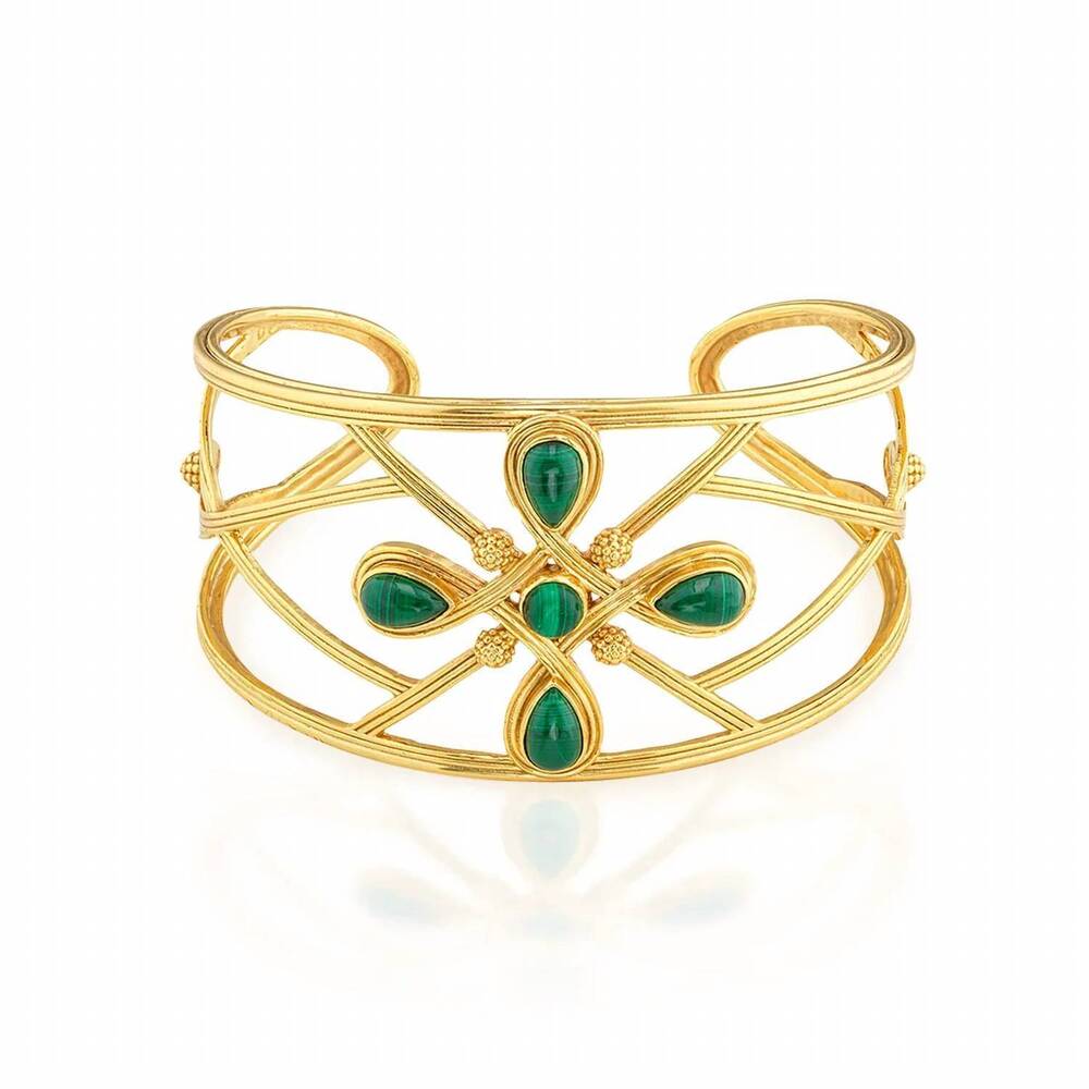NEW CAPUCINE DE WULF women's monique gem cuff in malachite